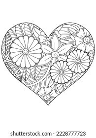 flower coloring page and Heart-Coloring-Pages for adults and kids.