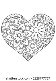 flower coloring page and Heart-Coloring-Pages for adults and kids.