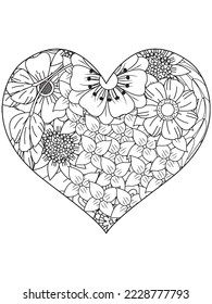 flower coloring page and Heart-Coloring-Pages for adults and kids.