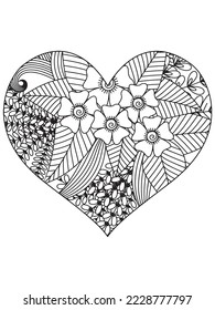 flower coloring page and Heart-Coloring-Pages for adults and kids.