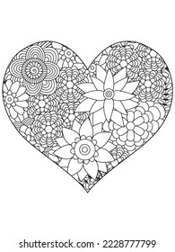flower coloring page and Heart-Coloring-Pages for adults and kids.