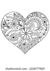 flower coloring page and Heart-Coloring-Pages for adults and kids.