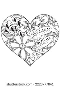 flower coloring page and Heart-Coloring-Pages for adults and kids.