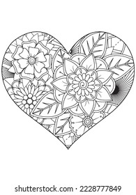 flower coloring page and Heart-Coloring-Pages for adults and kids.