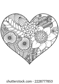 flower coloring page and Heart-Coloring-Pages for adults and kids.