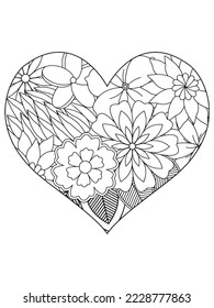 flower coloring page and Heart-Coloring-Pages for adults and kids.