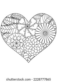 flower coloring page and Heart-Coloring-Pages for adults and kids.