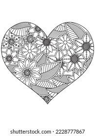 flower coloring page and Heart-Coloring-Pages for adults and kids.