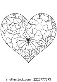 flower coloring page and Heart-Coloring-Pages for adults and kids.