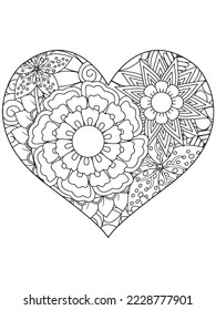 flower coloring page and Heart-Coloring-Pages for adults and kids.