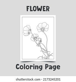 Flower coloring page, line art on a4 page, floral outline on white background, wonderful flower outline, hand drawn flower vector