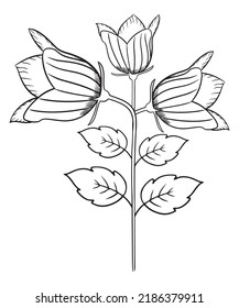 Flower coloring page line art vector blank printable design for children to fill in