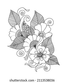 flower coloring page for relaxation coloring book for adults
