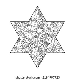 Flower coloring page. The shape of a star. Vector illustration