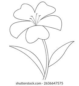 Flower coloring page simple and minimal line art illustration on white background