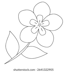 Flower coloring page simple and minimal line art illustration on white background