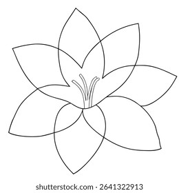 Flower coloring page simple and minimal line art illustration on white background