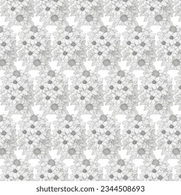 Flower Coloring Page Vector Template