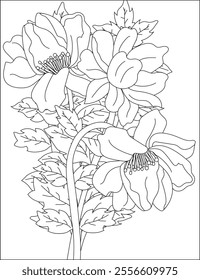 Flower Coloring Page Vectors and Illustrations