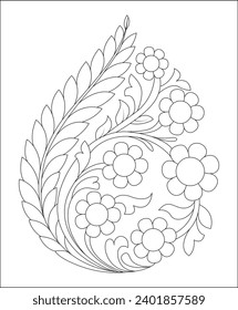 Flower coloring page|coloring page book page|line art for kids and adults