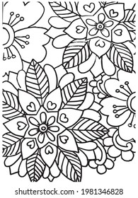 flower coloring page,flower vector coloring page