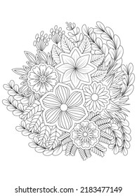 Blumenfarbseiten .handgezeichnete schwarz-weiße Farbseiten für Erwachsene