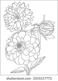 Flower coloring pages printable vector