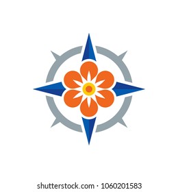 Flower Compass Logo Icon Design