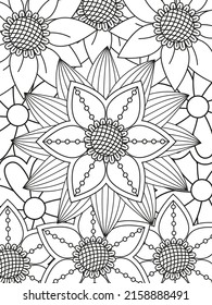 composición floral. página de coloreado - zendala, diseño para la relajación espiritual para adultos, ilustración vectorial, aislado en un fondo blanco. Doodles Zen.