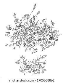 Composición de las flores, elemento decorativo, arte vectorial 