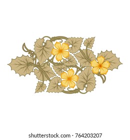 Flower composition. Elements for design in art nouveau style, vintage, old, retro style. Stock vector illustration.