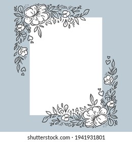 Flower composition frame. Vector hand drawn illustraions