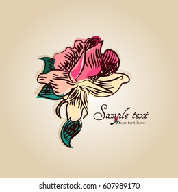 Flower composition: highly detailed hand drawn roses.