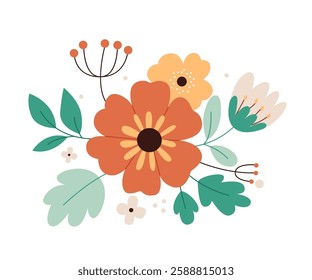 Flower composition in pastel colors.