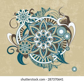 Flower composition in pastel colors. Hand-drawing, vector illustration 