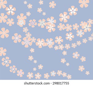 Flower composition pattern background in light blue. Vector