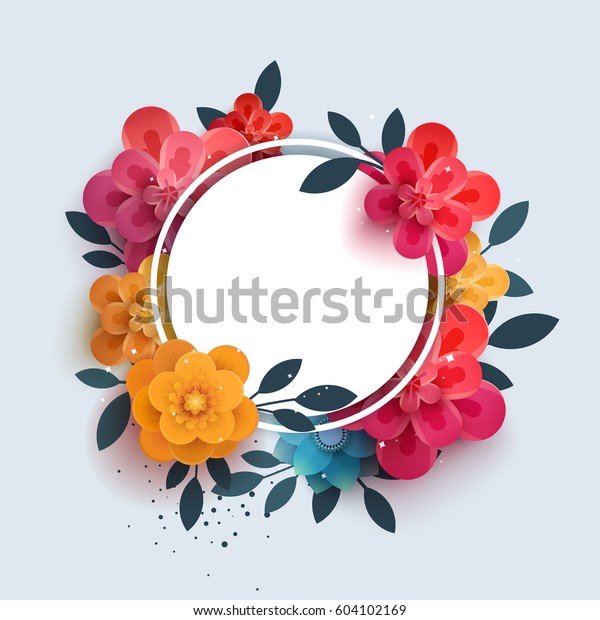 テキストを円で囲んだ花の構図 赤い花の植物イラストありがとう 紙の花は印刷 販促 広告 バナー のベクター画像素材 ロイヤリティフリー