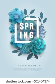 Flower composition with the text of spring. The poster for the spring festival. Illustration can be used as print on fabric bag, banner promotions.