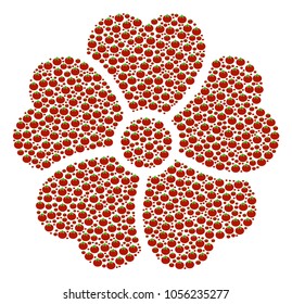 Flower composition of tomato vegetables. Vector tomato objects are combined into flower shape. Salad vector illustration.