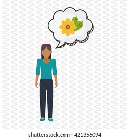 Flower concept. Woman icon. Colorfiul illustration