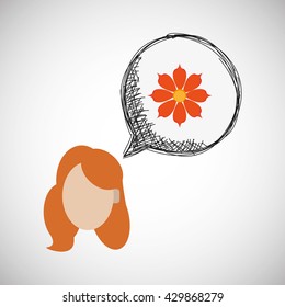 Flower concept. Woman icon. Colorfiul illustration