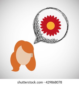Flower concept. Woman icon. Colorful illustration