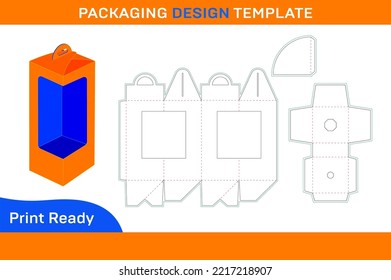 Flower cone box dieline template and 3D box and color changable