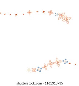 Flower confetti vector horizontal border. Scatter of colored floral elements. Dynamic vector illustration for holiday celebration decorations, paper packaging, textile, covers.