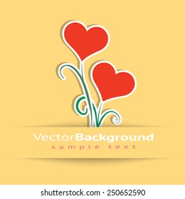 Flor de dos corazones sobre fondo amarillo