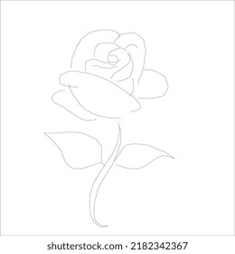 Flor en estilo de dibujo de línea continua. Diseño lineal negro minimalista aislado sobre fondo blanco. Ilustración del vector