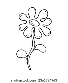 Flower in continuous line art drawing style Black linear sketch isolated on white background