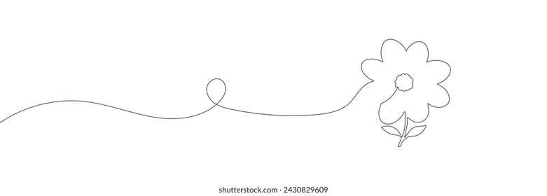 flower in continuous line art drawing style. One line drawing art. Minimalist black linear sketch. Vector illustration