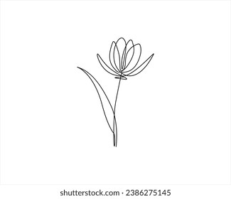 flower continuous line drawing single hand drawn set element collections. Minimalist floral botanical garden vector