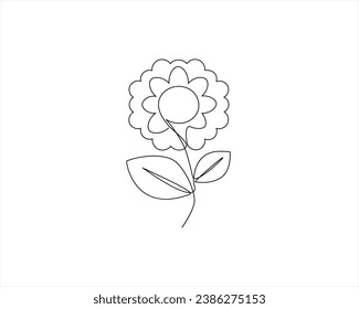 flower continuous line drawing single hand drawn set element collections. Minimalist floral botanical garden vector